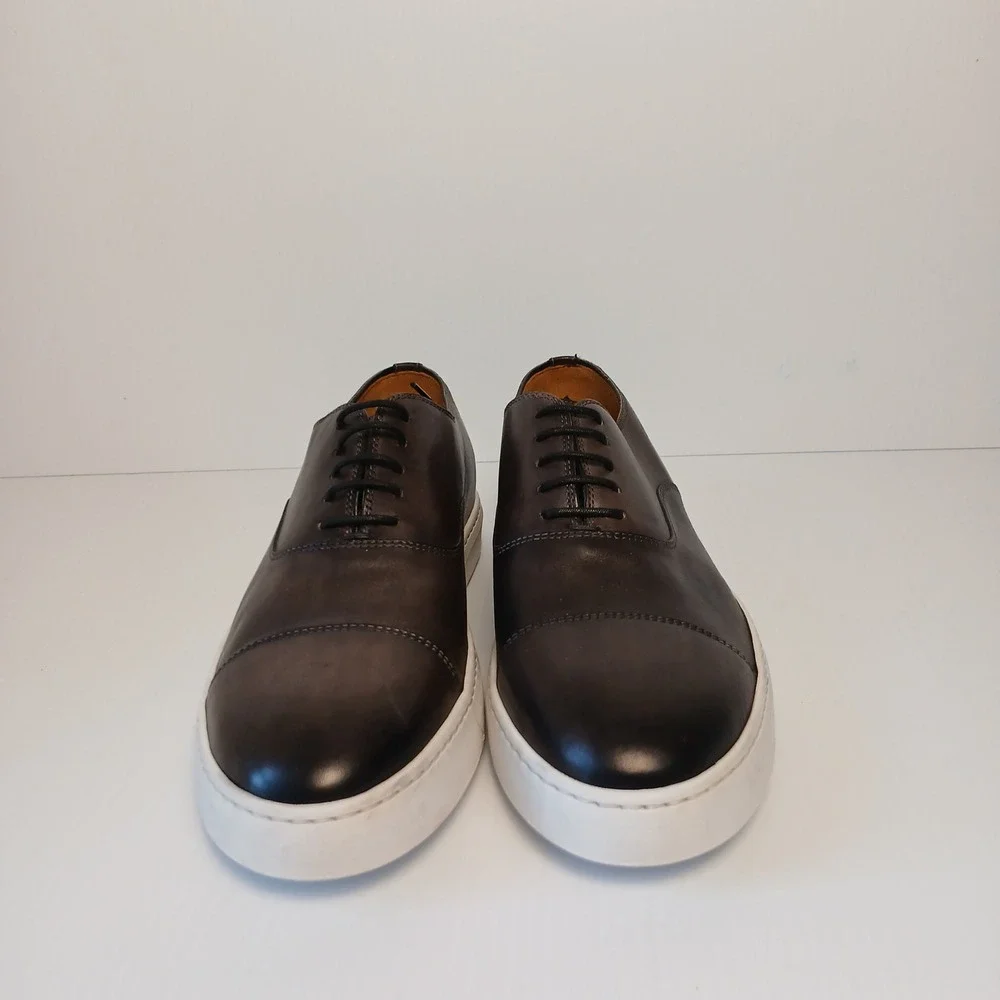 Magnanni Mens 22684 Leather Cap Toe Oxford Sneaker Burnished Grey Size 7 M NEW